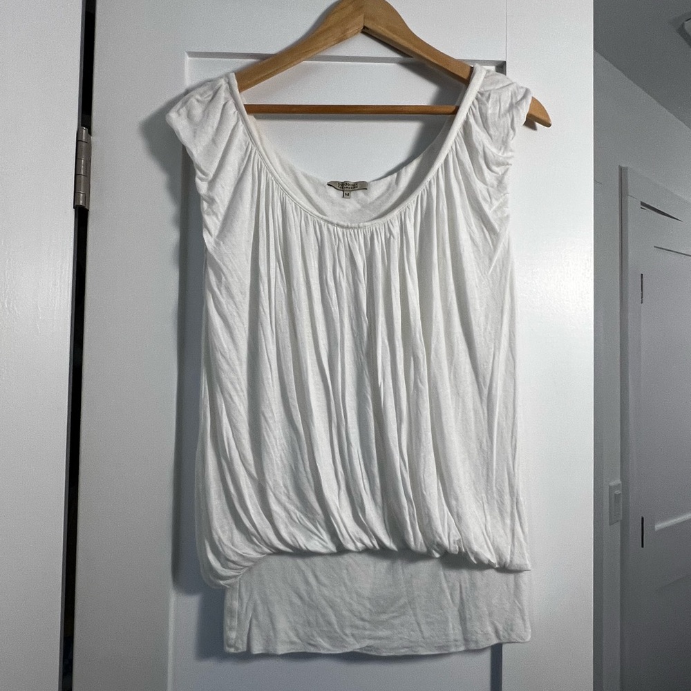 Bordeaux White Gathered Women's Blouse
